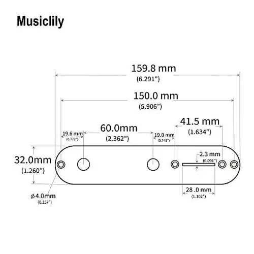 Musiclily MX0686 Накладка под потенциометры, Tele Style, черная.