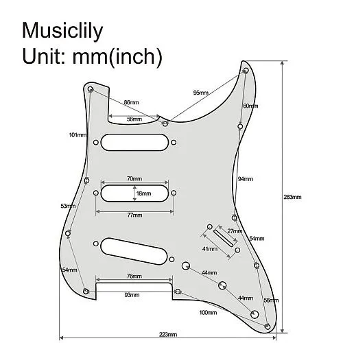 Musiclily MX1388BK Защитная накладка для электрогитары, Fender Stratocaster, 3 слоя, черная.