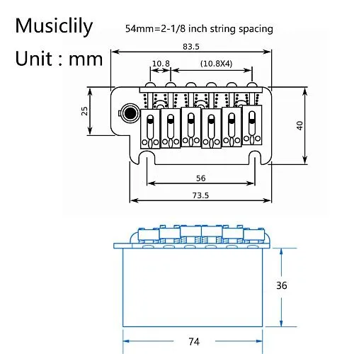 Musiclily MX1795CR Бридж тремоло Wilkinson для MIJ/MIK Strat, хром.
