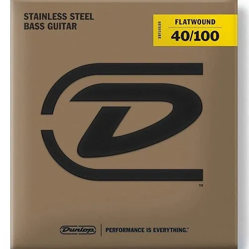 Dunlop DBFS40100 Flatwound Long Scale (40-100) Комплект струн для бас-гитары с плоской оплеткой.